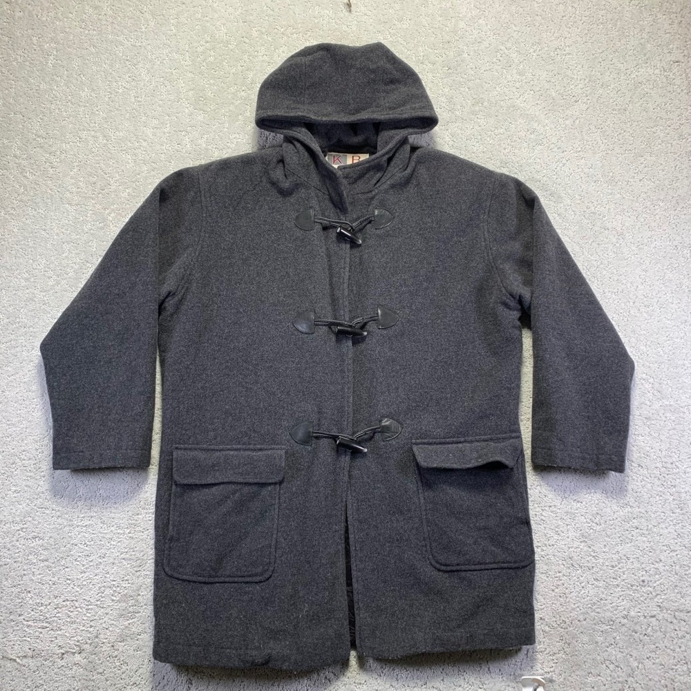 Vintage Kristen Blake Womens Duffle Coat Medium Gray LambswoolToggle Hooded‎